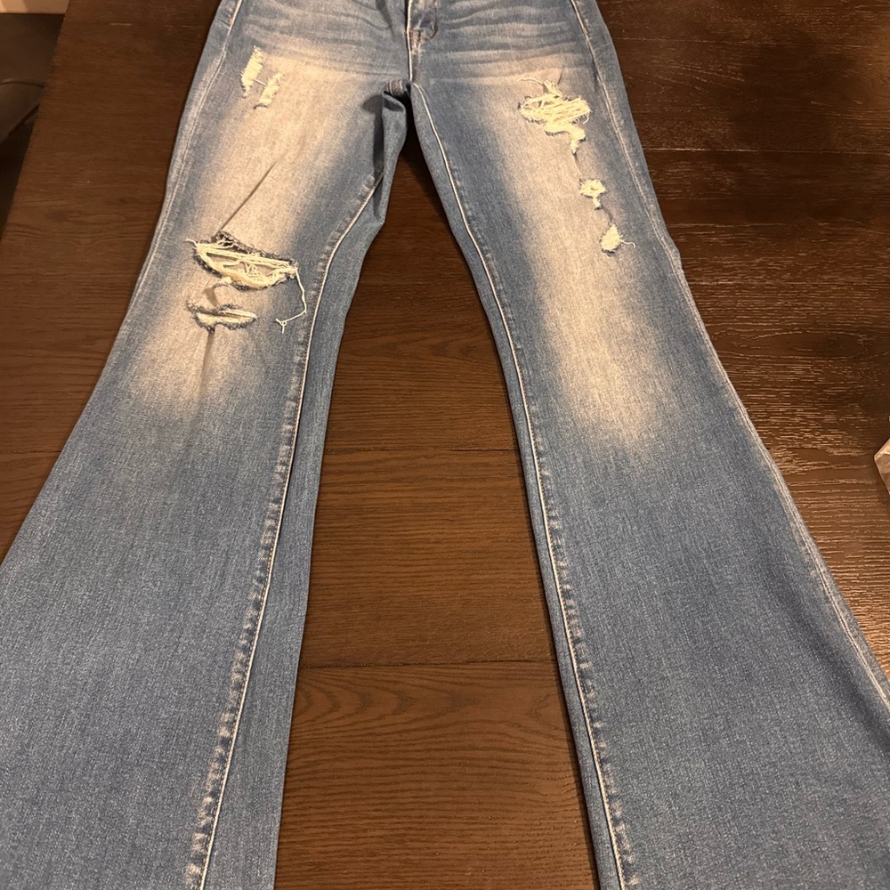 Women's Zenana Wide Leg Distressed Jeans